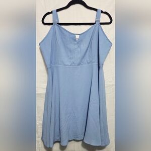 Forever 21+ brand, light blue mini dress with adjustable straps.